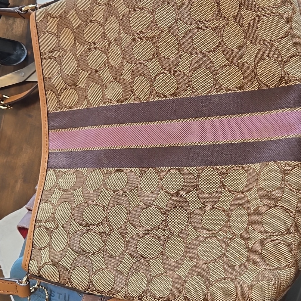 Coach File Brown and Purple Signature Crossbody Bag - Picture 12 of 13